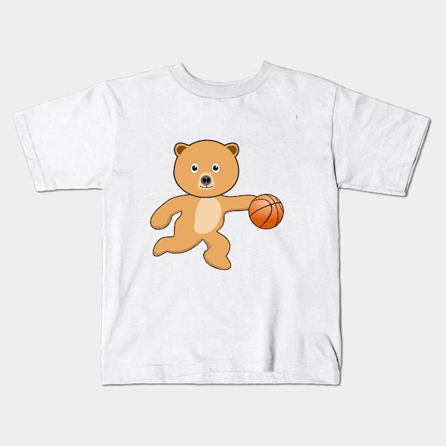 Bear and Basketball Kids T-Shirt by denip